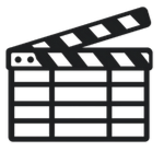 A black and white film clapperboard