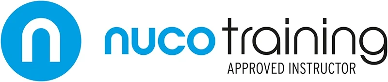 Nuco Training logo with blue circle and white lowercase 'n', and black and blue text reading 'nuco training' with 'approved instructor' underneath.