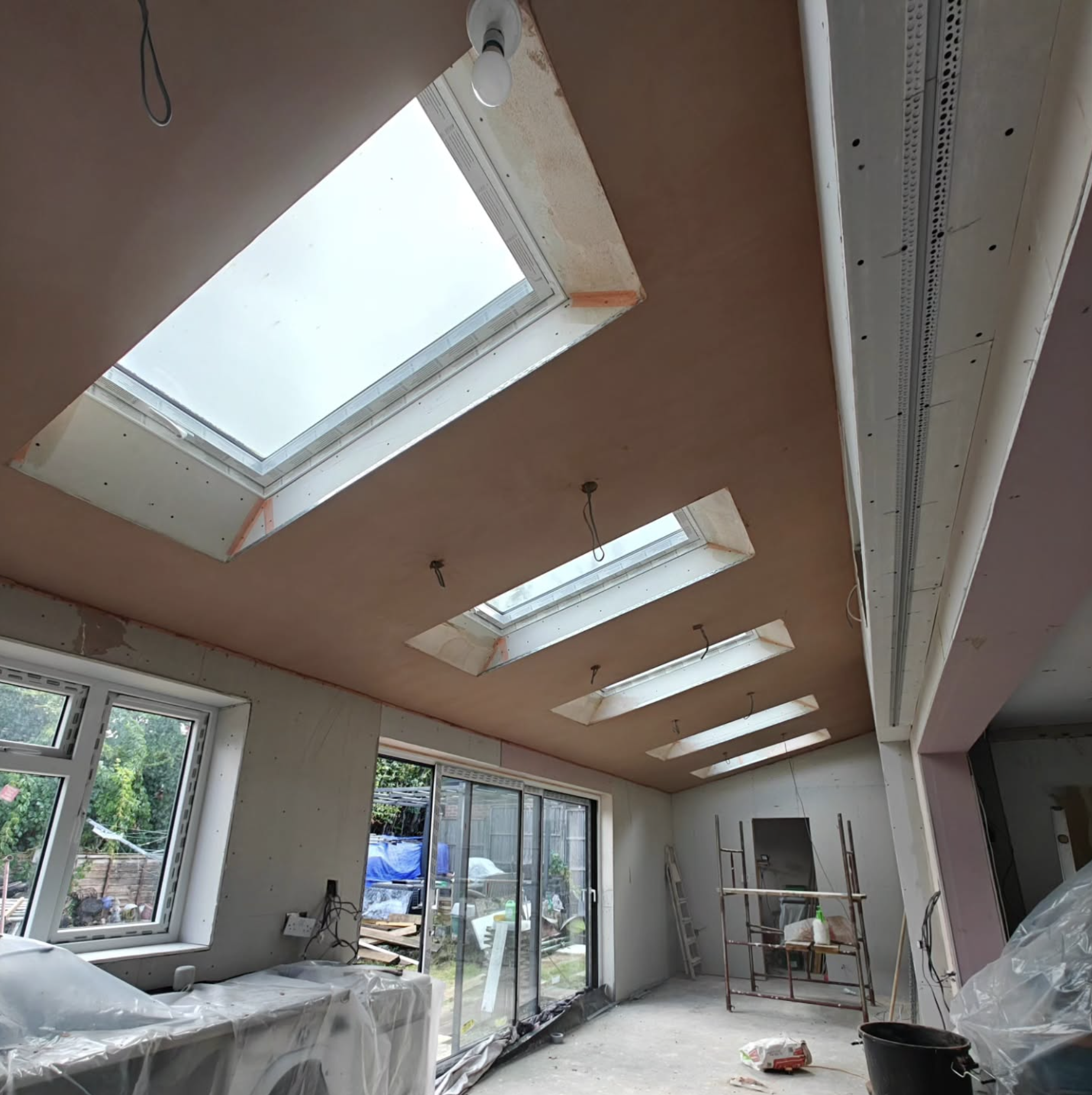 Angled ceilings with Sky Lights