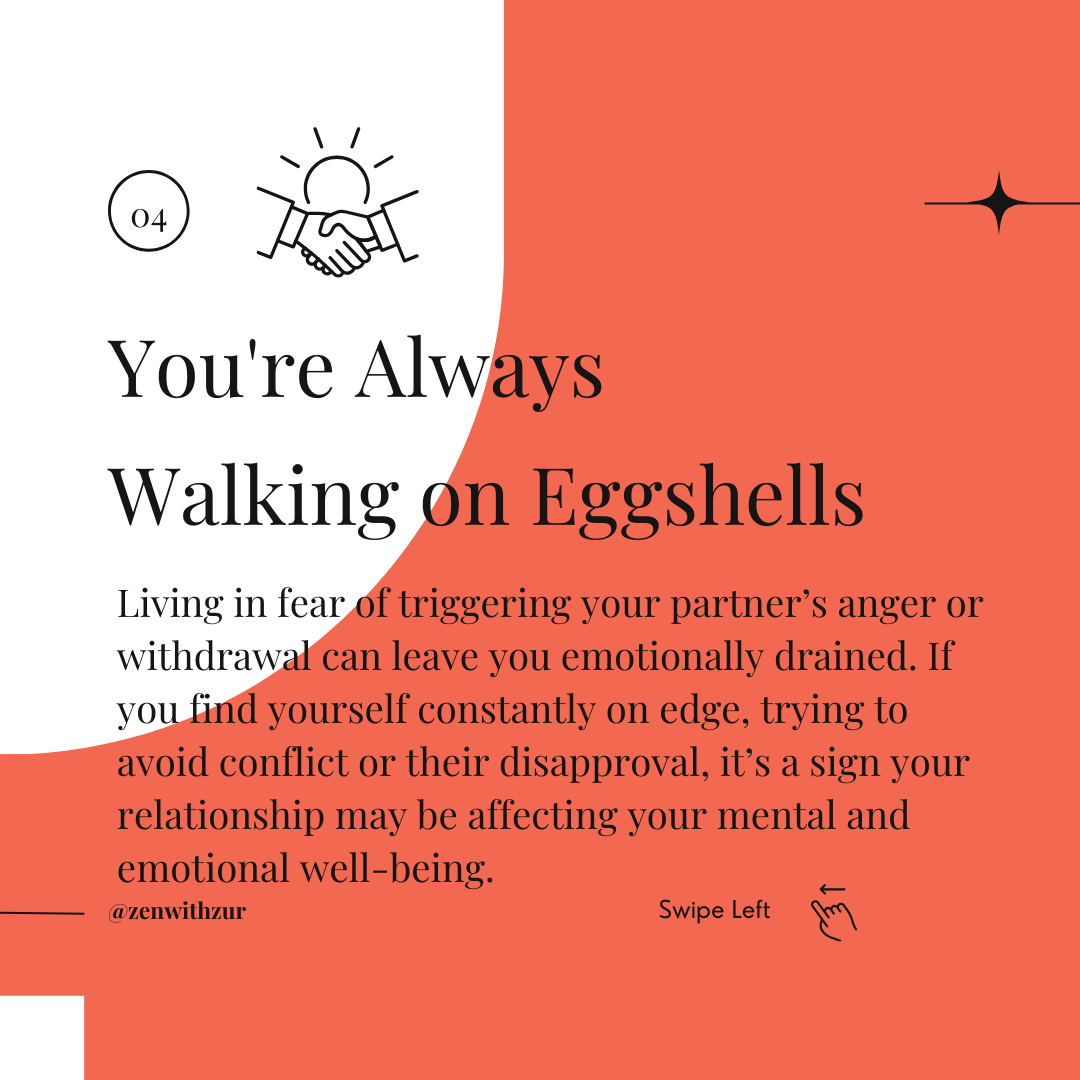 Graphic by Pittsburgh therapist Mariah J. Zur on walking on eggshells as a sign of covert narcissism.