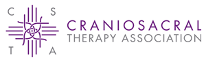 Craniosacral Therapy Association logo with purple text and a stylized purple and black skull design.