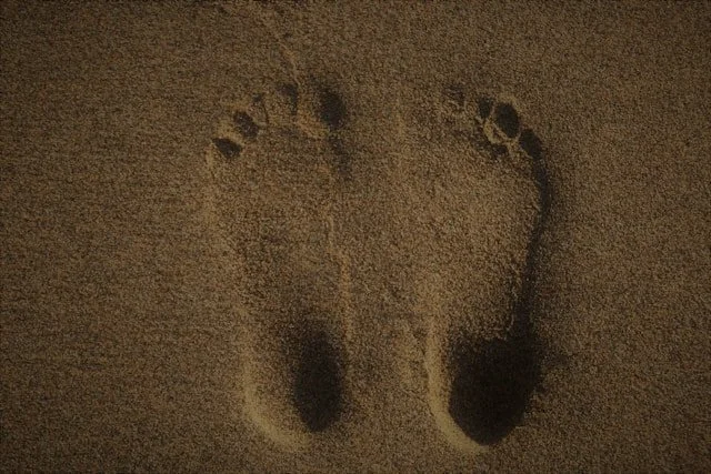 Two footprints in the sand