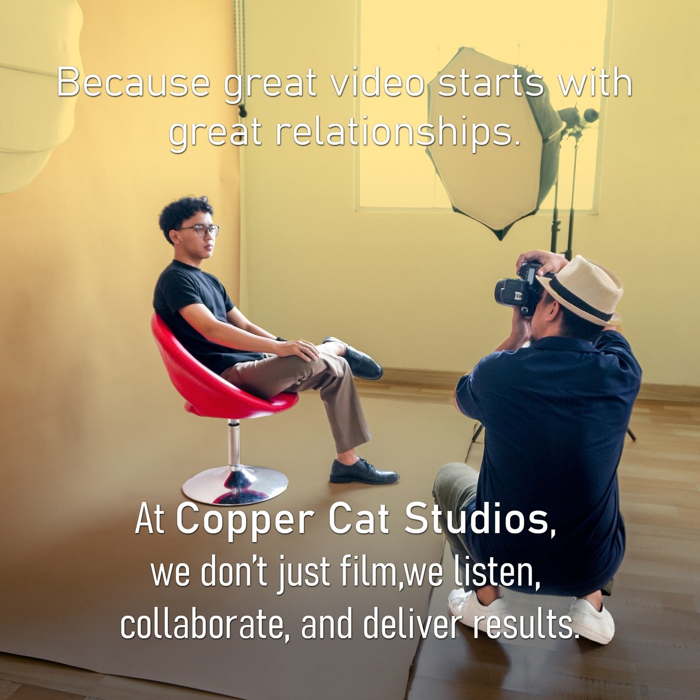 🎬 Built on Trust. Driven by Quality.
Great videos start with great relationships. At Copper Cat Studios, we take the time to understand your story &mdash; so every frame feels true to you.

💛 Real people. Real passion. Real results.

Would you trus