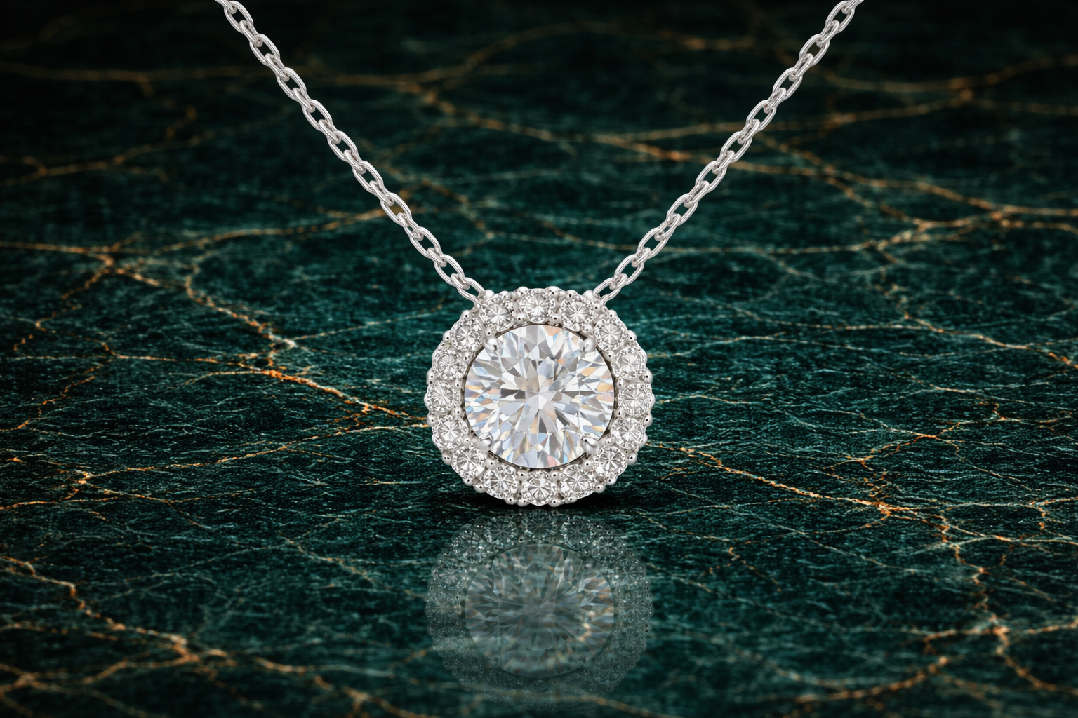 1.0 carat Round Halo Pendant