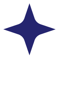 Étoile à quatre branches stylisée de couleur bleue sur fond blanc