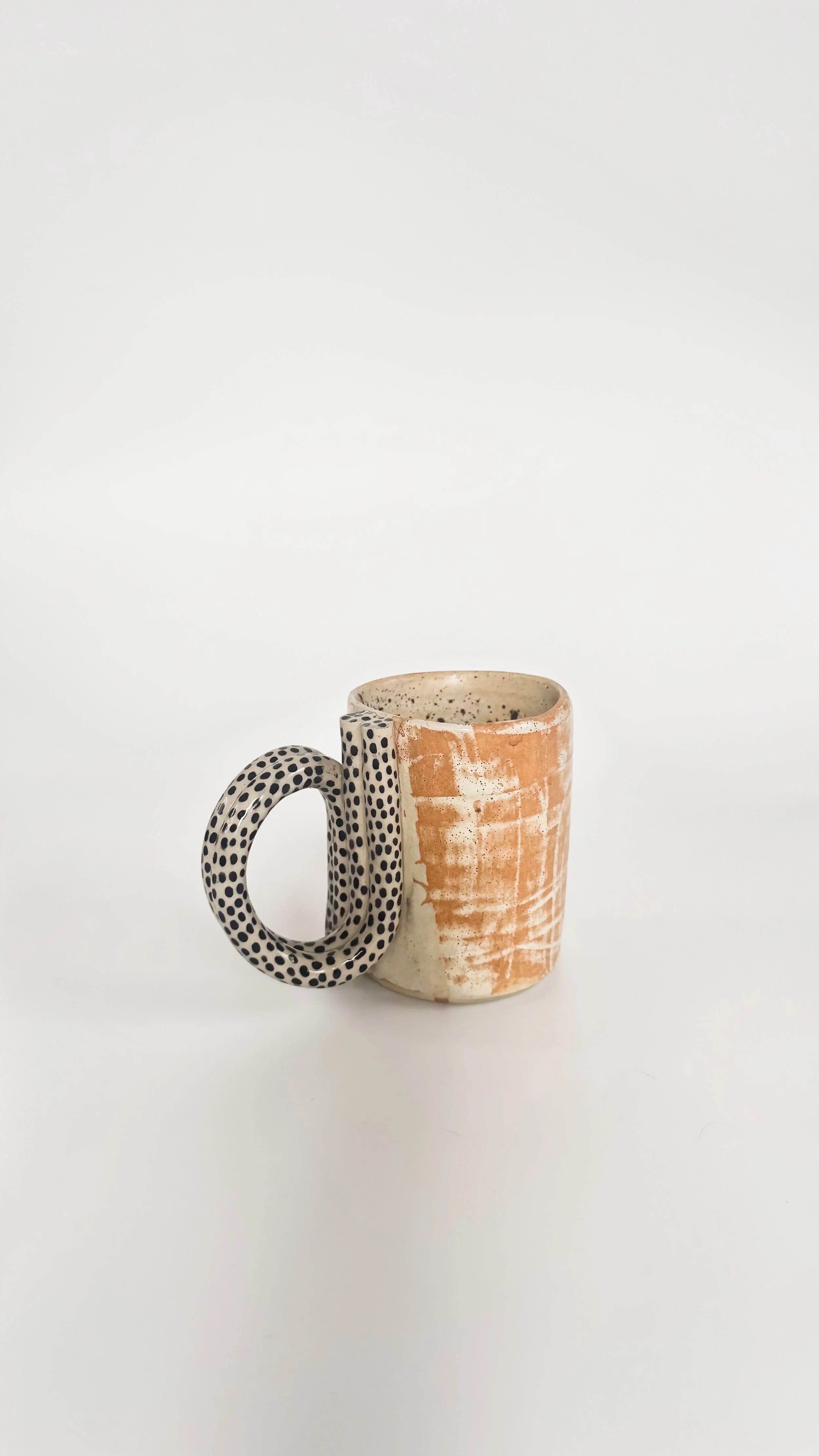 spotted handle mug