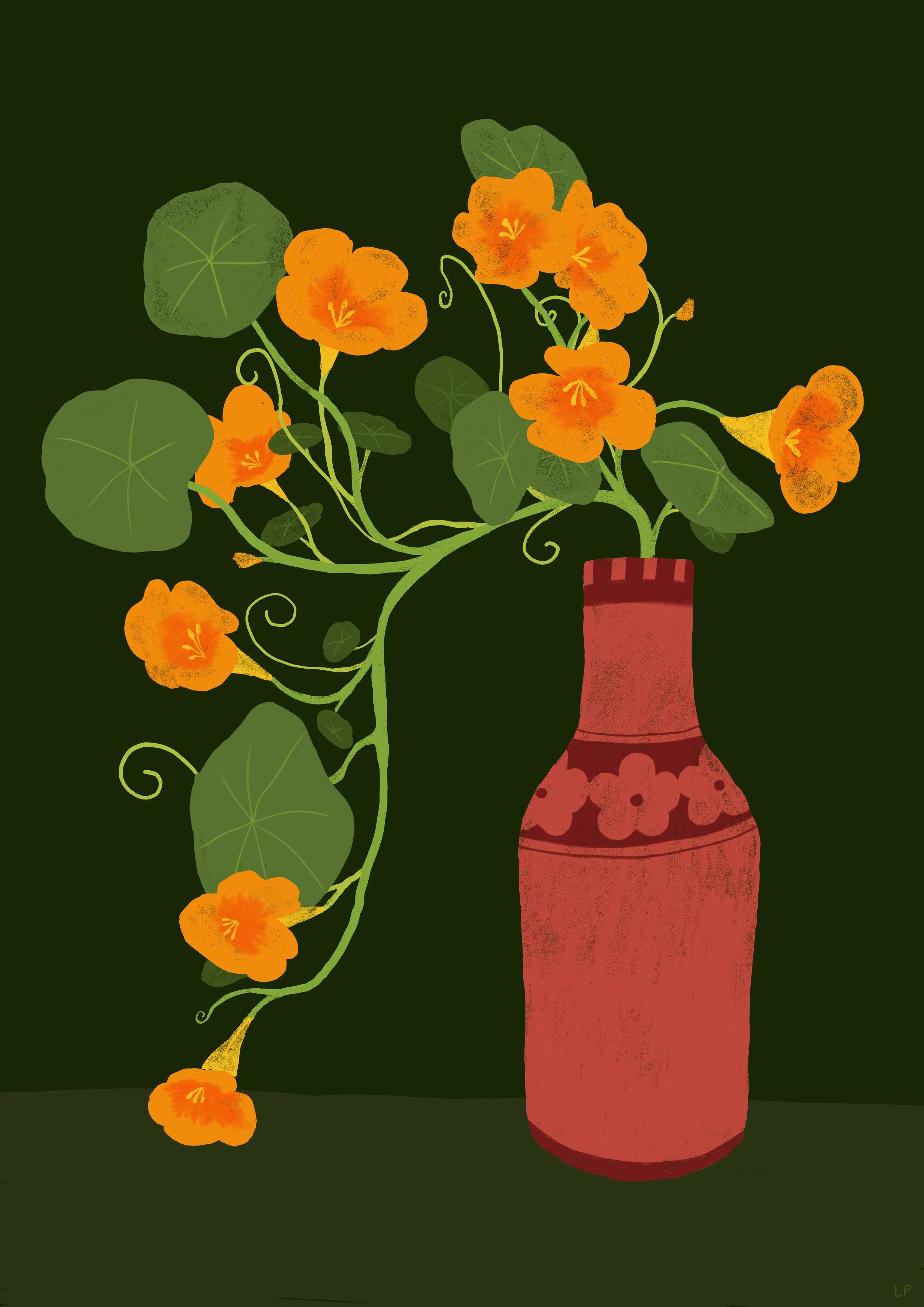 Nasturtium in vaas (A4, Poster)