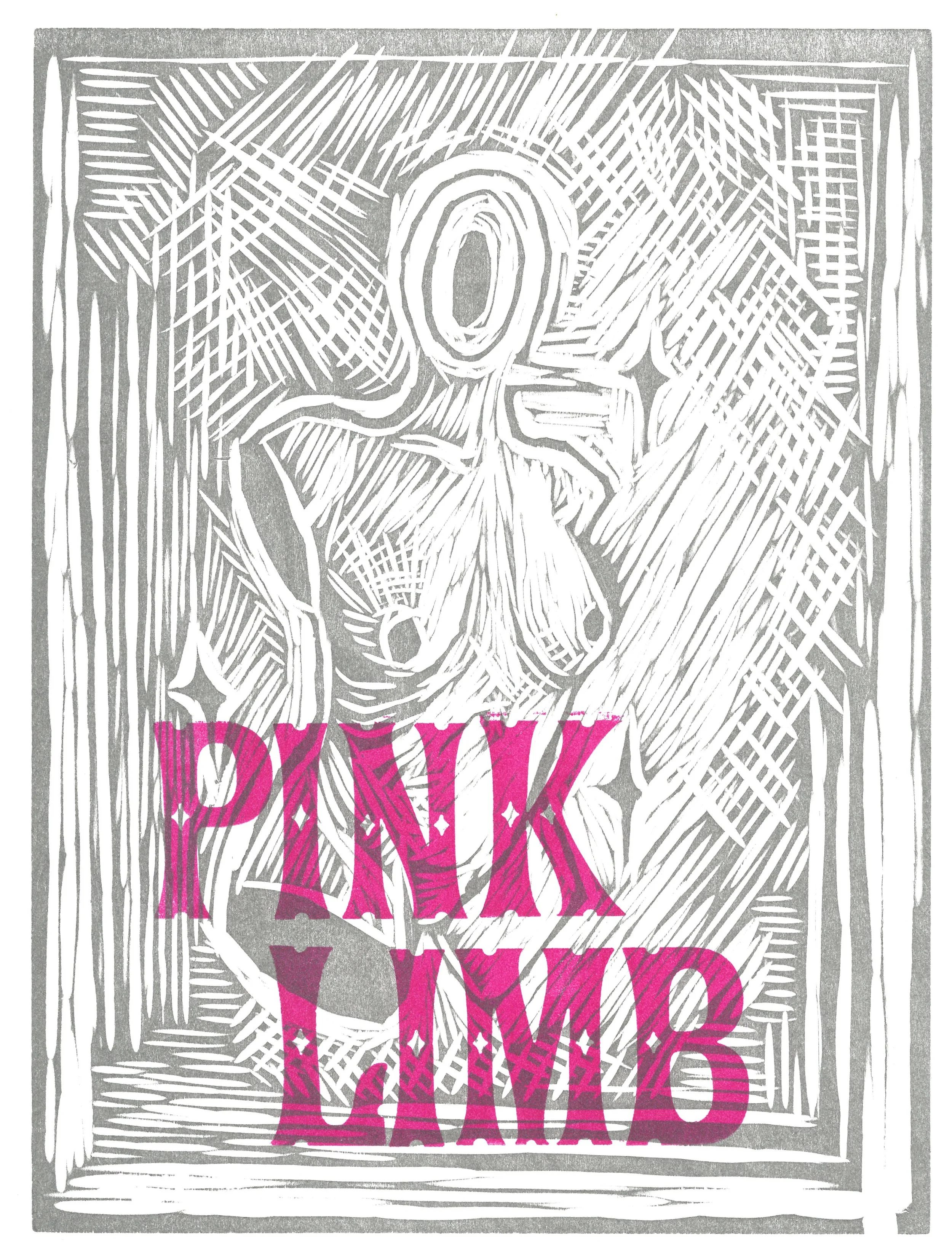 Pink Limb woodblock print (edition of 18), 11"x14", 2026 - click to purchase through Bandcamp
