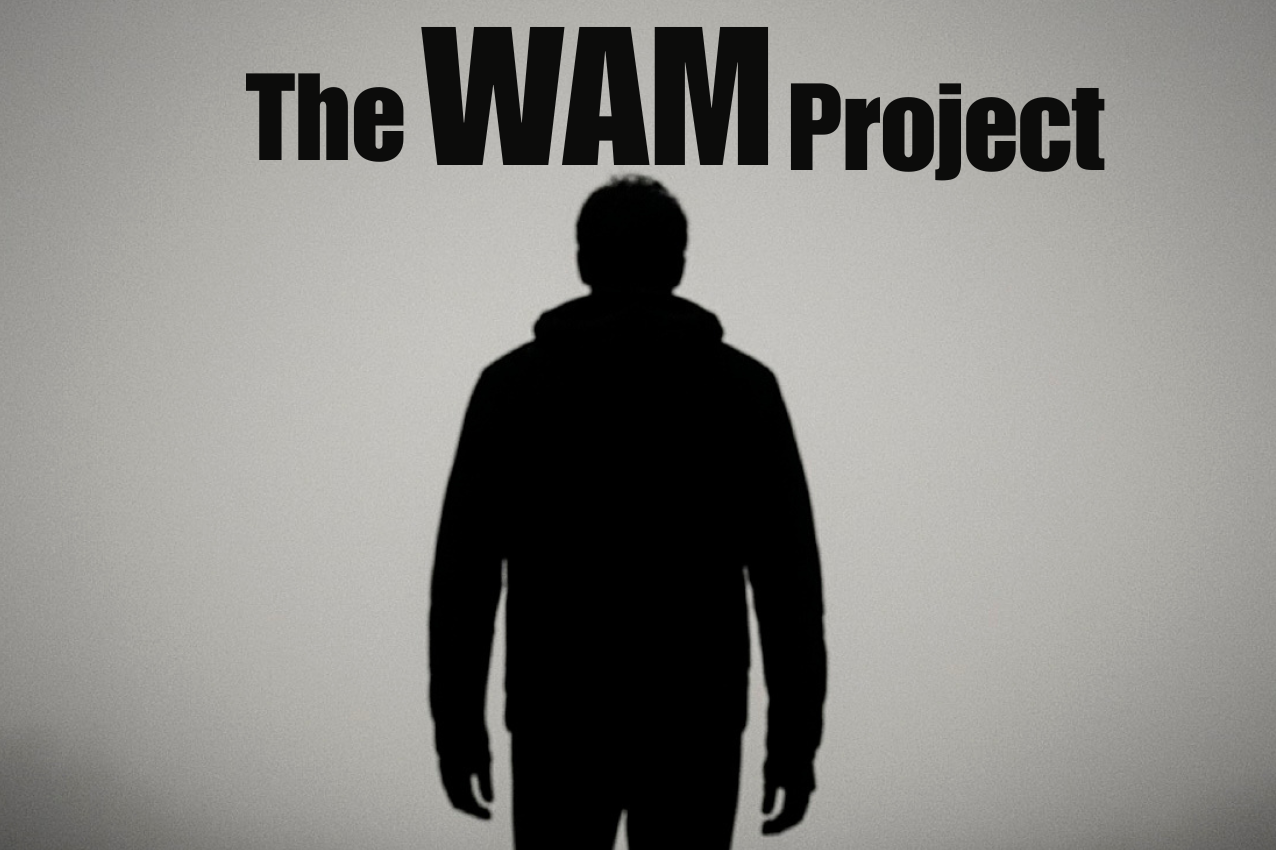 Silhouette of a person standing in front of a gray background with the text 'The WAM Project' displayed above.