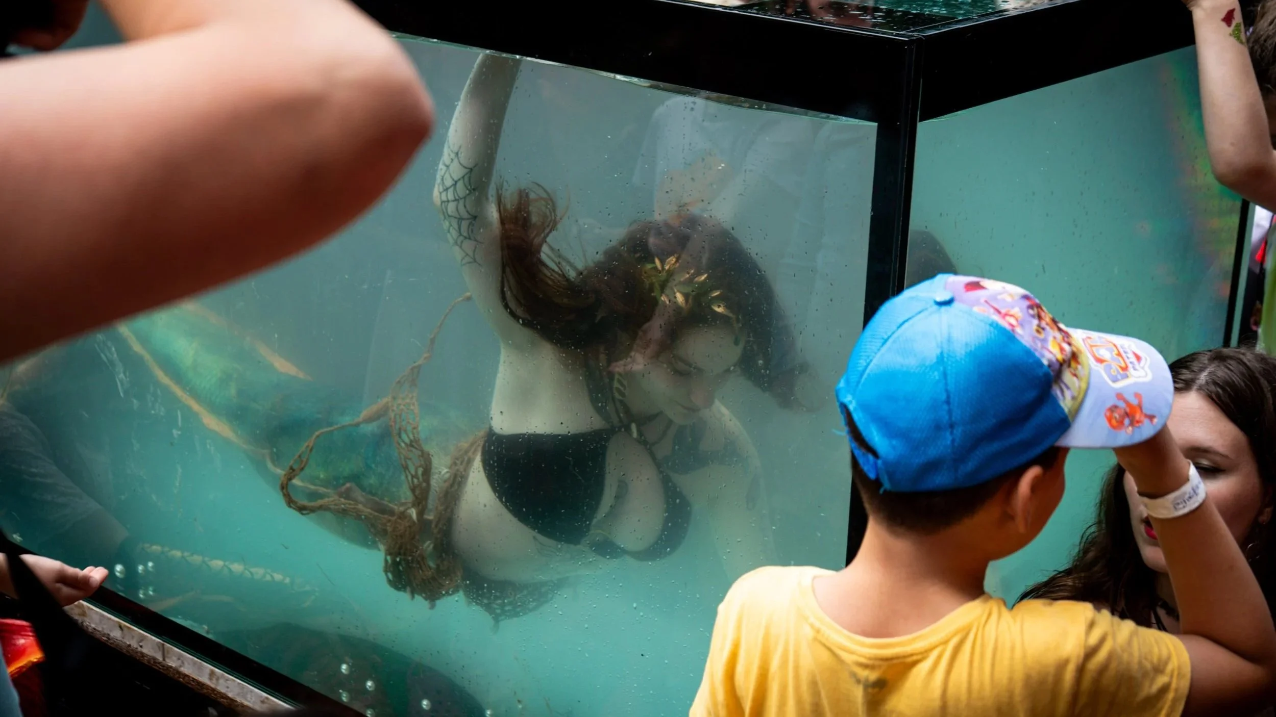 Mořská panna Morana pod vodou během mermaiding vystoupení.