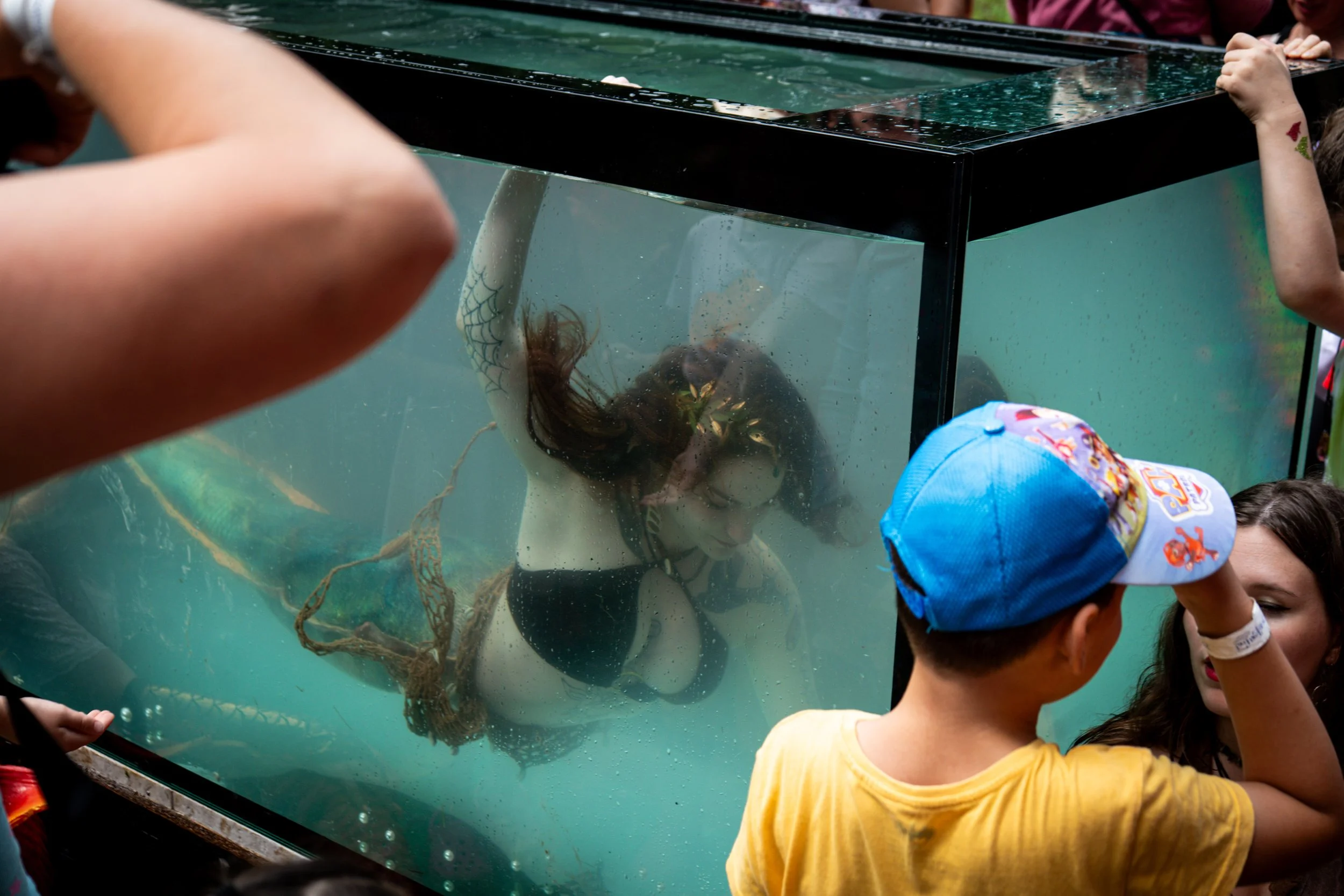 Mořská panna Morana pod vodou během mermaiding vystoupení.