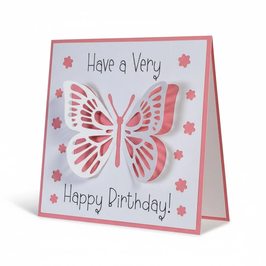 A5 Handmade Butterfly Birthday Card with 3D Design | Personalised Inside | Send to Recipient