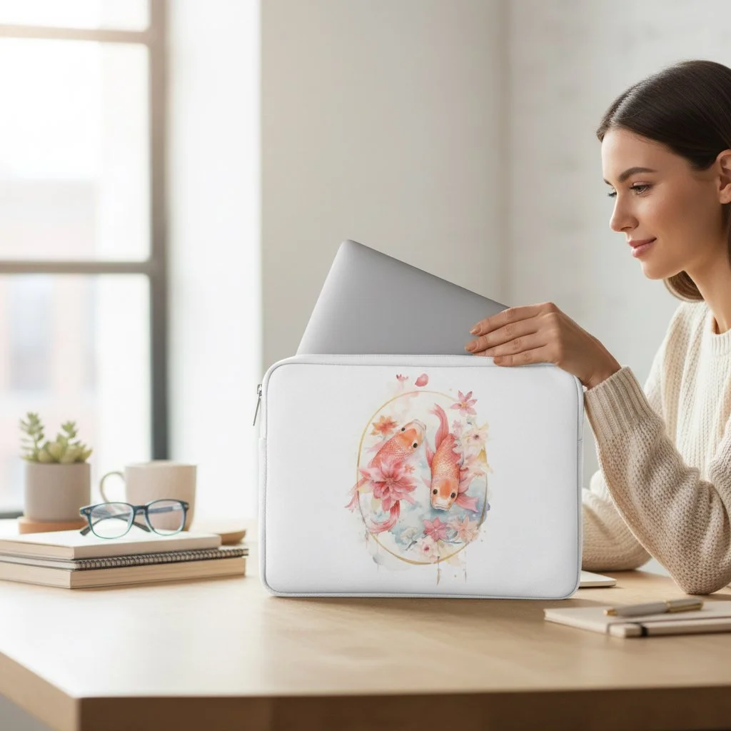 Flora Pisces Laptop Sleeve – Artistic Zodiac Floral Design (13” & 15”)