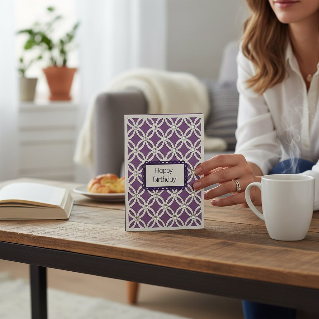 Handmade A5 Birthday Card | Pink Lattice Design with Gems | Personalised Message | Send Direct