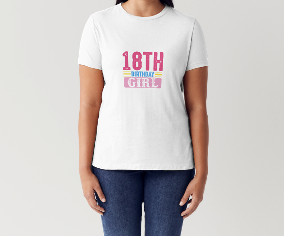 18th Birthday Girl T-Shirt | Colourful Milestone Design for Teens