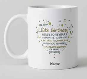 Personalised 18th Birthday Mug | Fun Milestone Gift with Custom Name