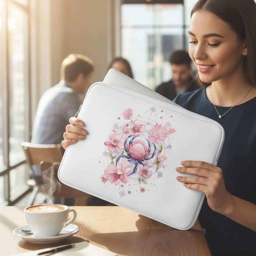 Flora Cancer Laptop Sleeve – Artistic Zodiac Floral Design (13” & 15”)