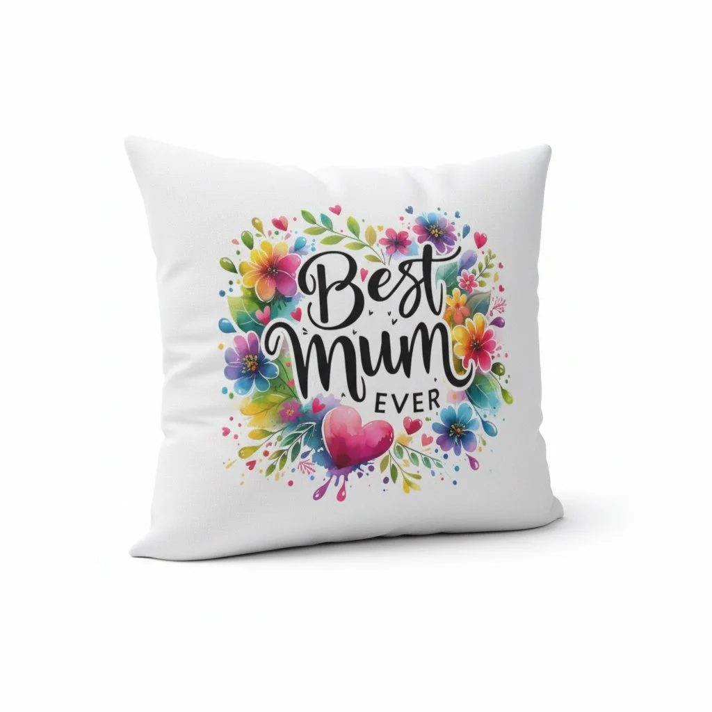 Best Mum Ever Floral Cushion Cover (45cm x 45cm)