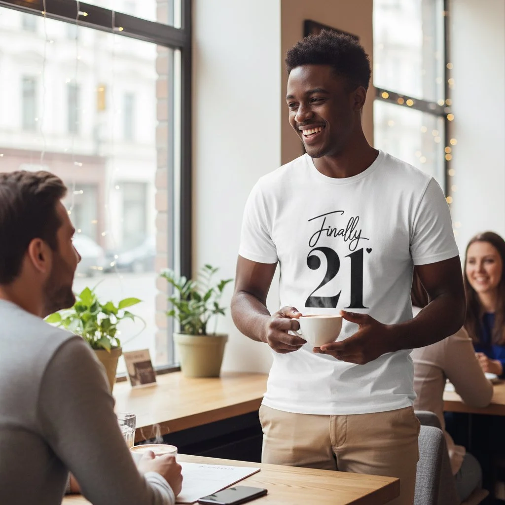 Unisex 21st Birthday T-Shirt | “Finally 21” Minimalist Design with Heart Detail