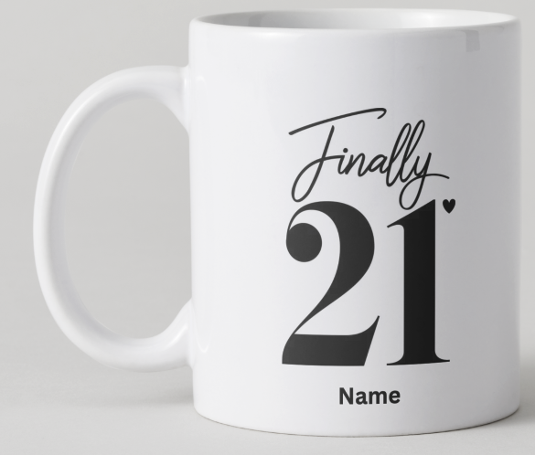 Personalised Finally 21 Mug | Elegant 21st Birthday Gift with Custom Name