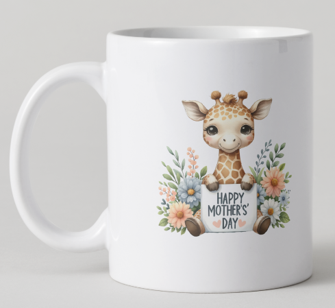Happy Mother’s Day Giraffe Mug – Cute Floral Gift for Mum