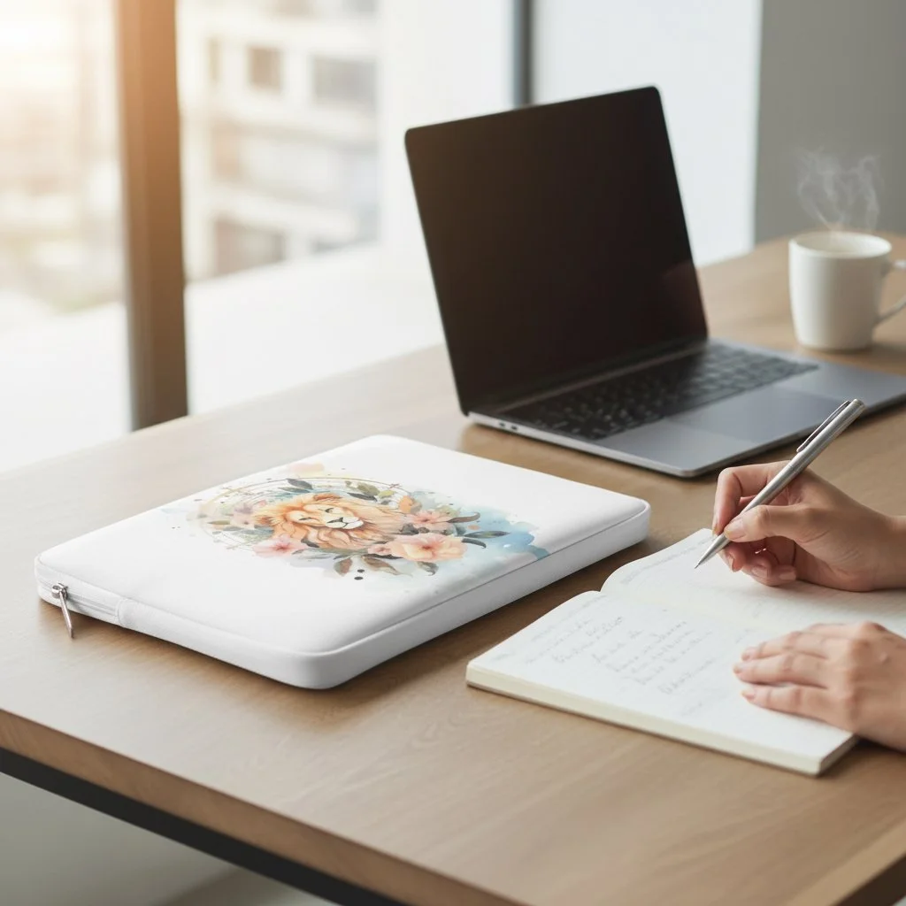 Flora Leo Laptop Sleeve – Artistic Zodiac Floral Design (13” & 15”)