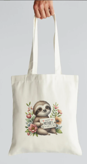 Happy Mother’s Day Sloth Tote Bag – Cute & Colourful Gift for Mum
