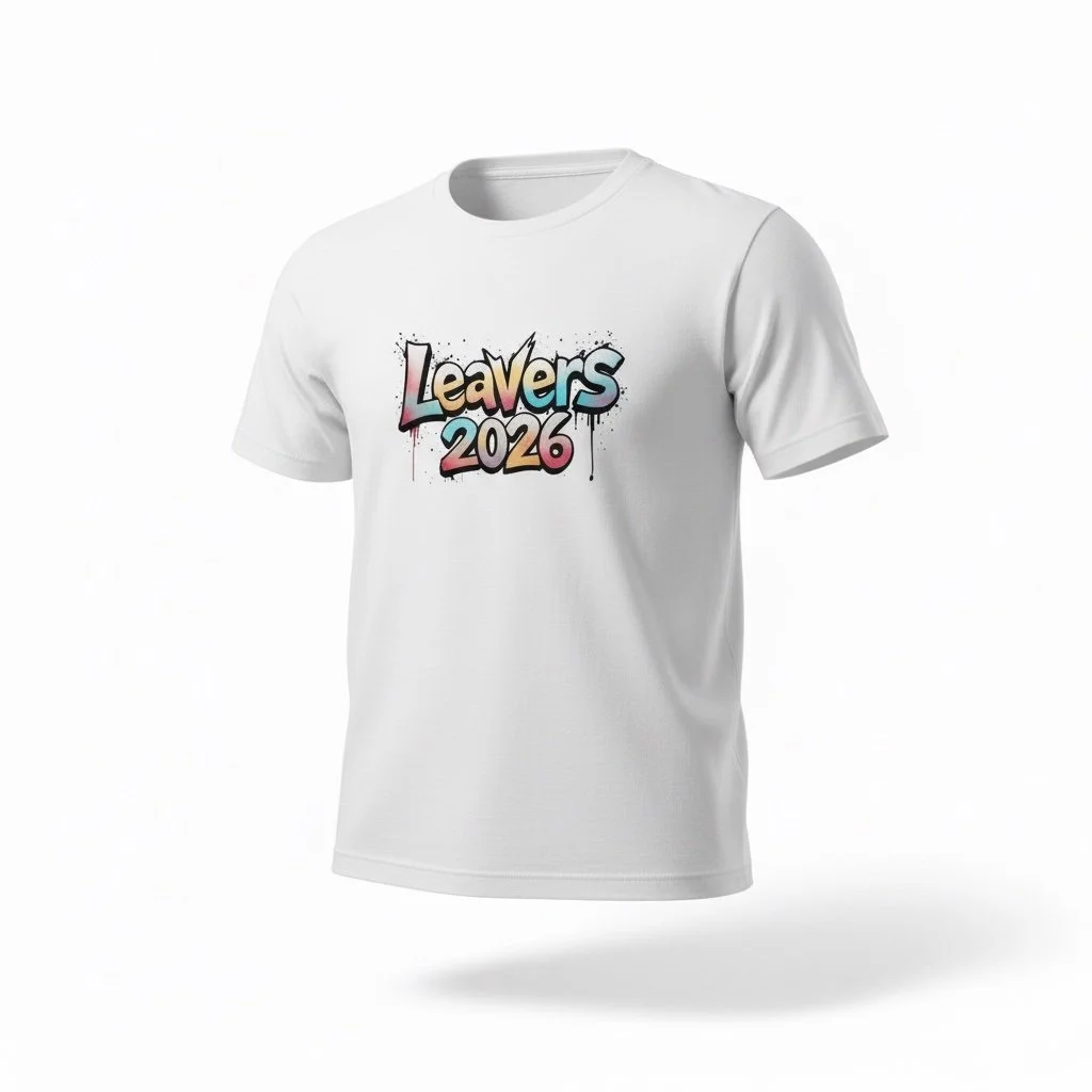 🎨 Leavers 2026 Gradient Graffiti T‑Shirt – Bright, Bold & Full of Energy