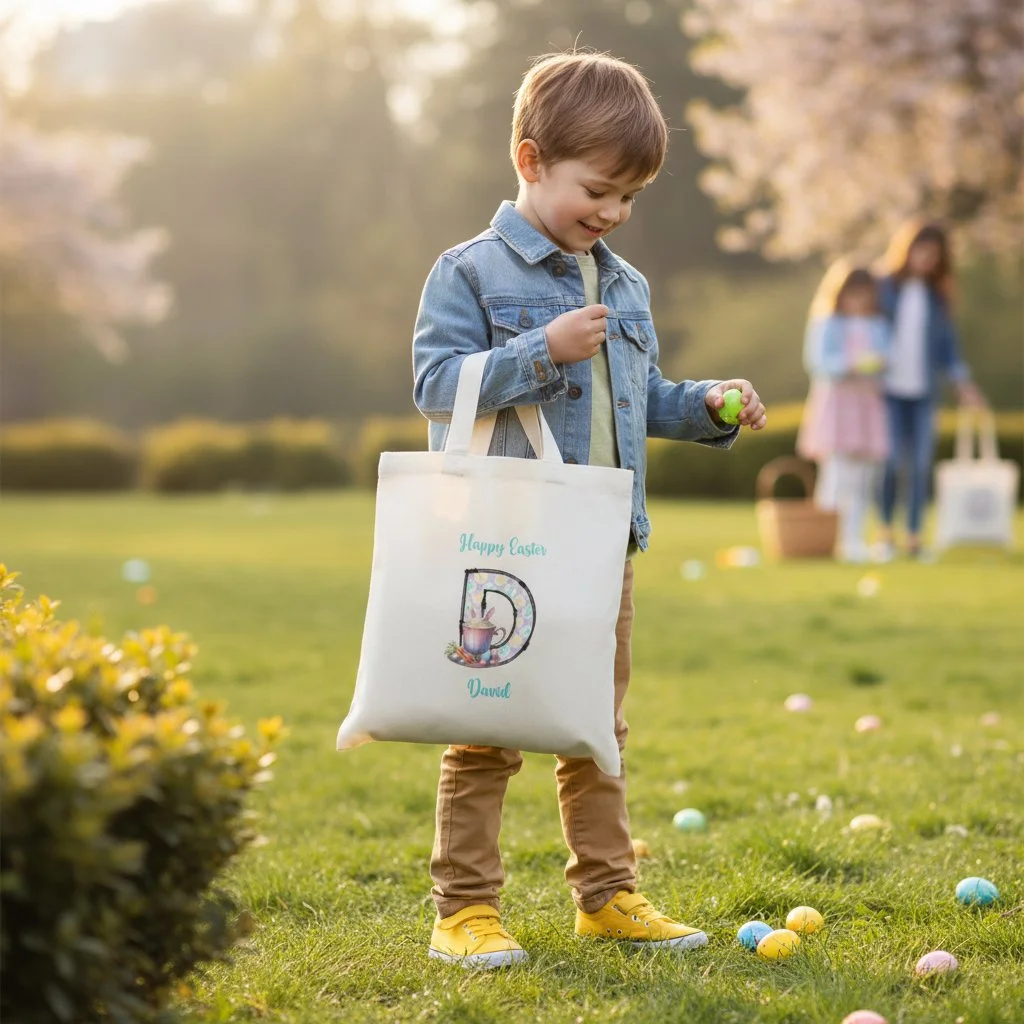 Doodle Easter Bunny Letter - Personalised Easter Tote Bag