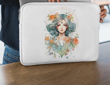 Flora Virgo Laptop Sleeve – Artistic Zodiac Floral Design (13” & 15”)