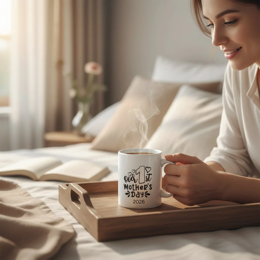 Our 1st Mother’s Day – Personalised Mug (Name or Year) Heart & Baby Themed