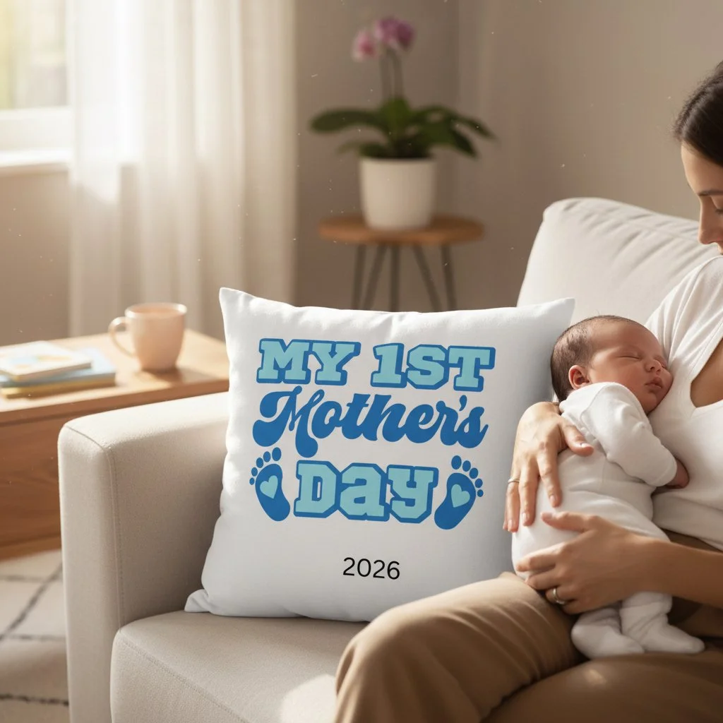 My 1st Mother’s Day – 2026 Cushion Cover Blue Themed