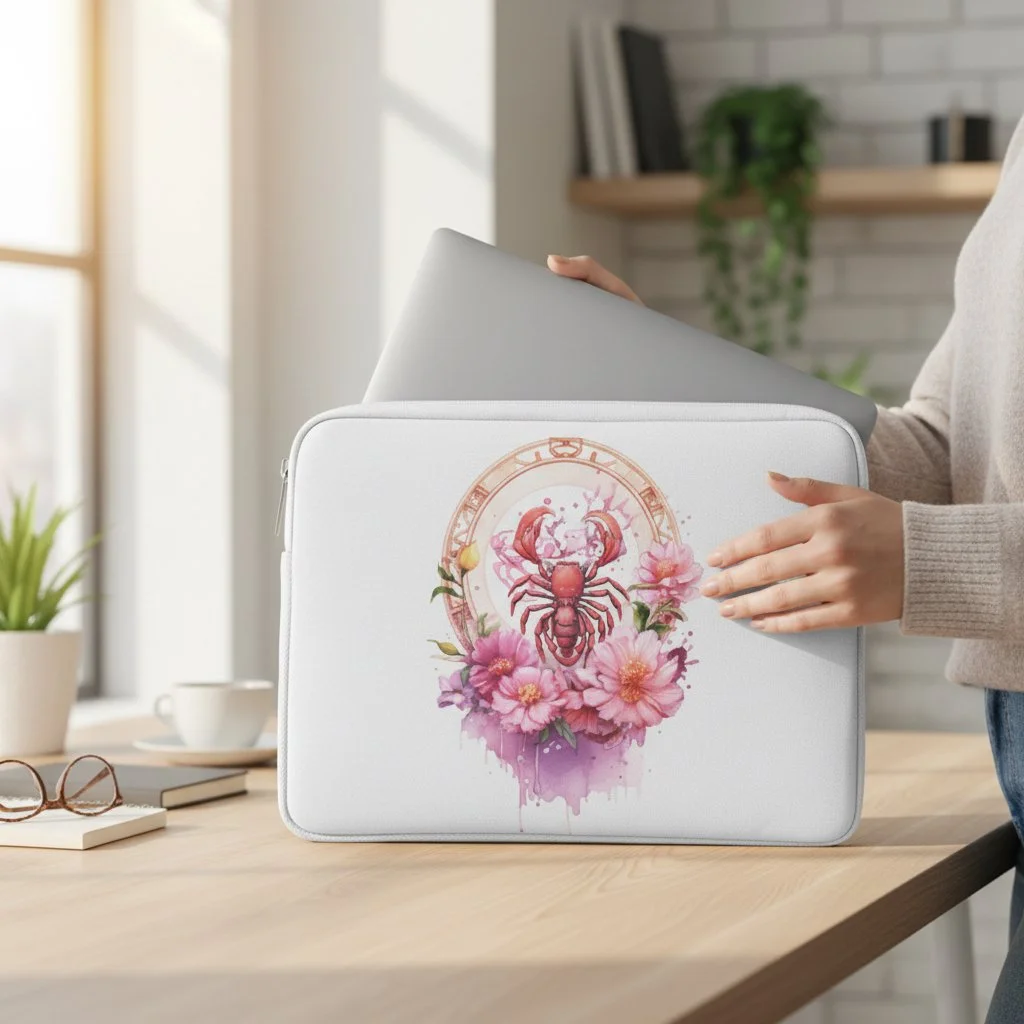 Flora Scorpio Laptop Sleeve – Artistic Zodiac Floral Design (13” & 15”)
