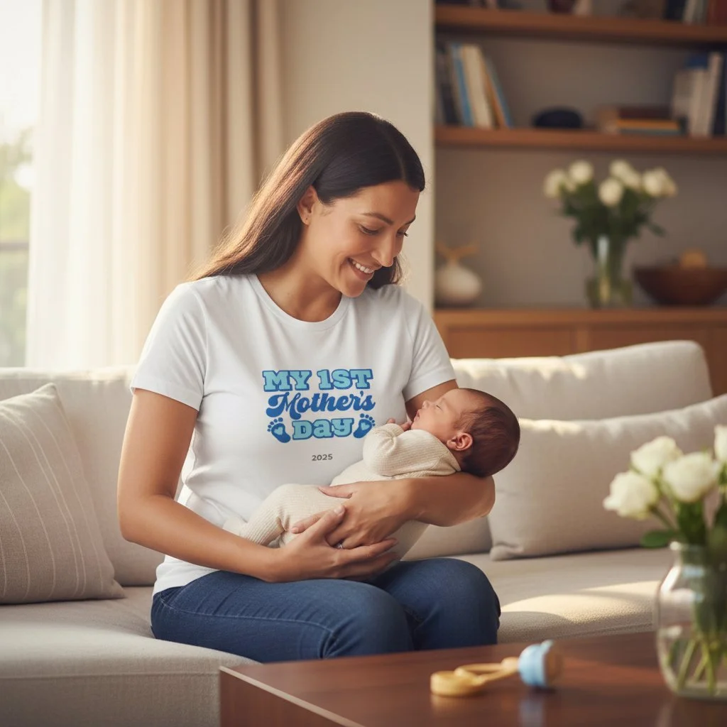 My 1st Mother’s Day Blue – Personalised 2026 T‑Shirt
