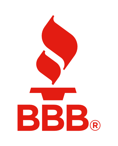 BBB logo in red and black with a flame symbol above the letters BBB.