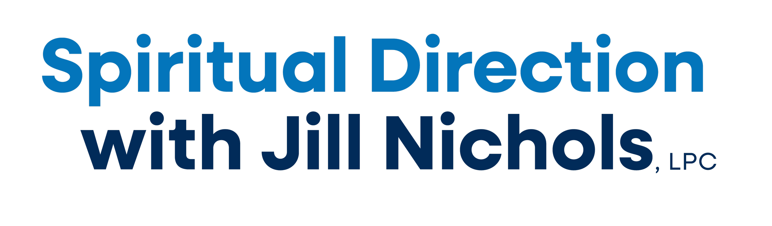 Text reading 'Spiritual Direction with Jill Nichols, LLC' in blue font on a black background.