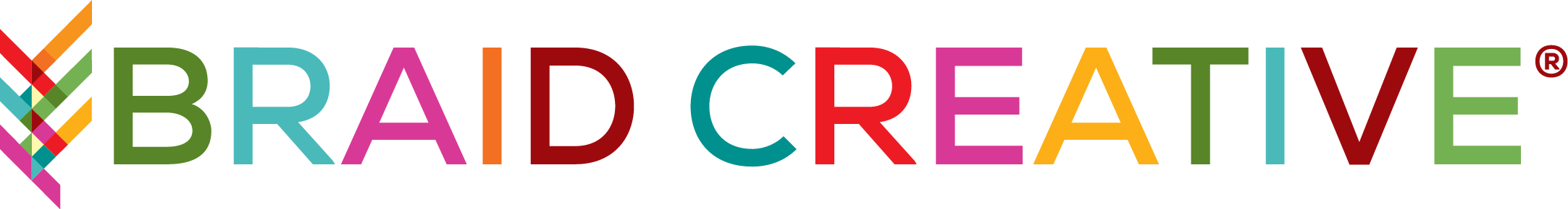 Colorful logo with the words 'BRAD CREATIVE' in multicolored letters and a stylized design on the left side.
