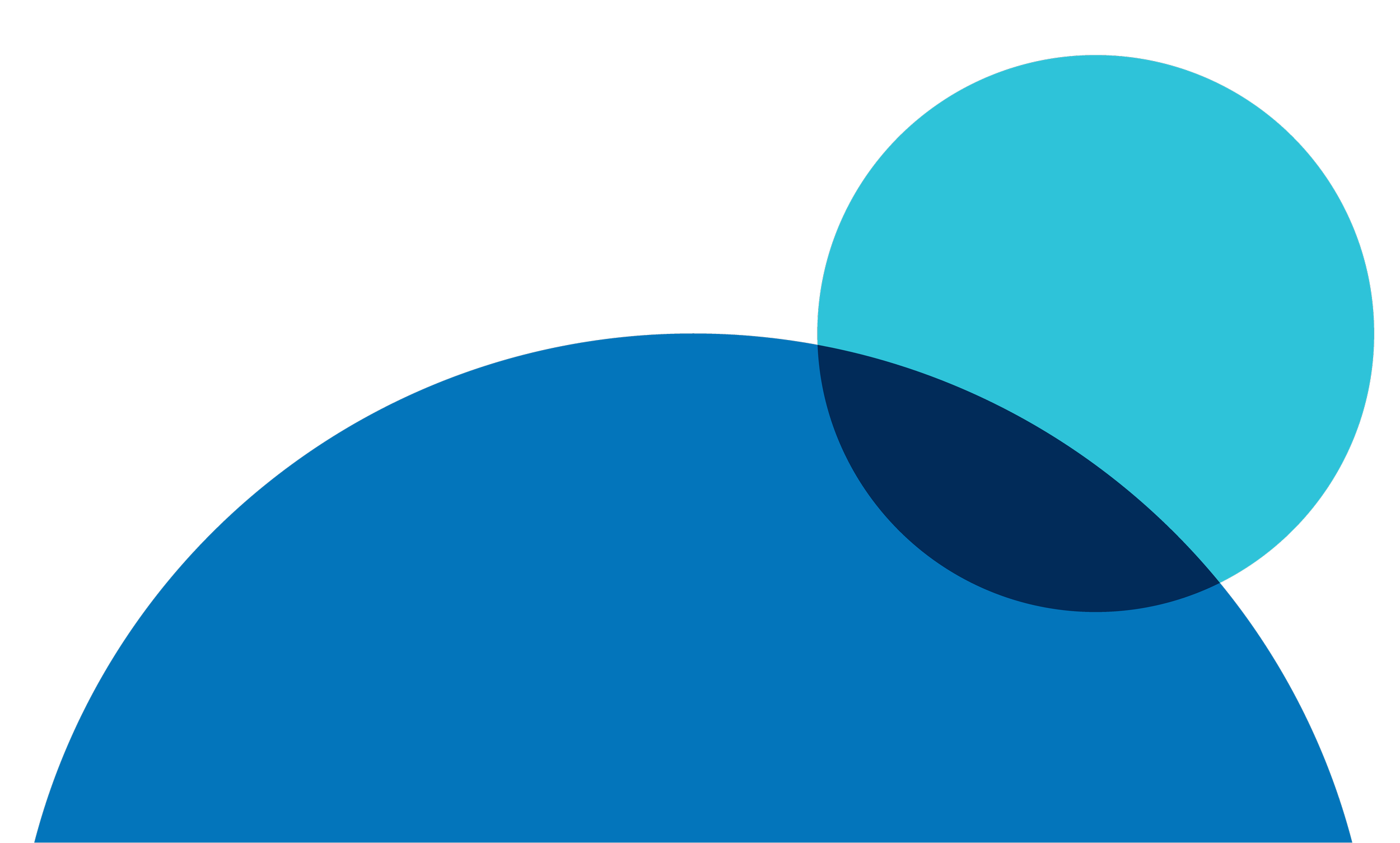 Venn diagram with three overlapping circles in dark blue, light blue, and sky blue colors.