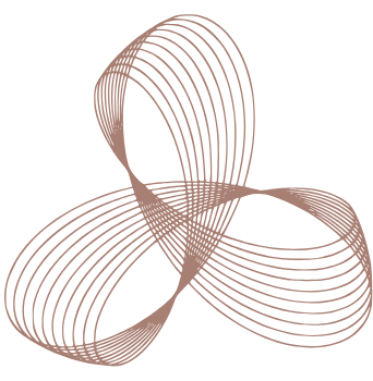 Abstrakte geometrische Formen, die drei spiralförmige Elemente bilden.