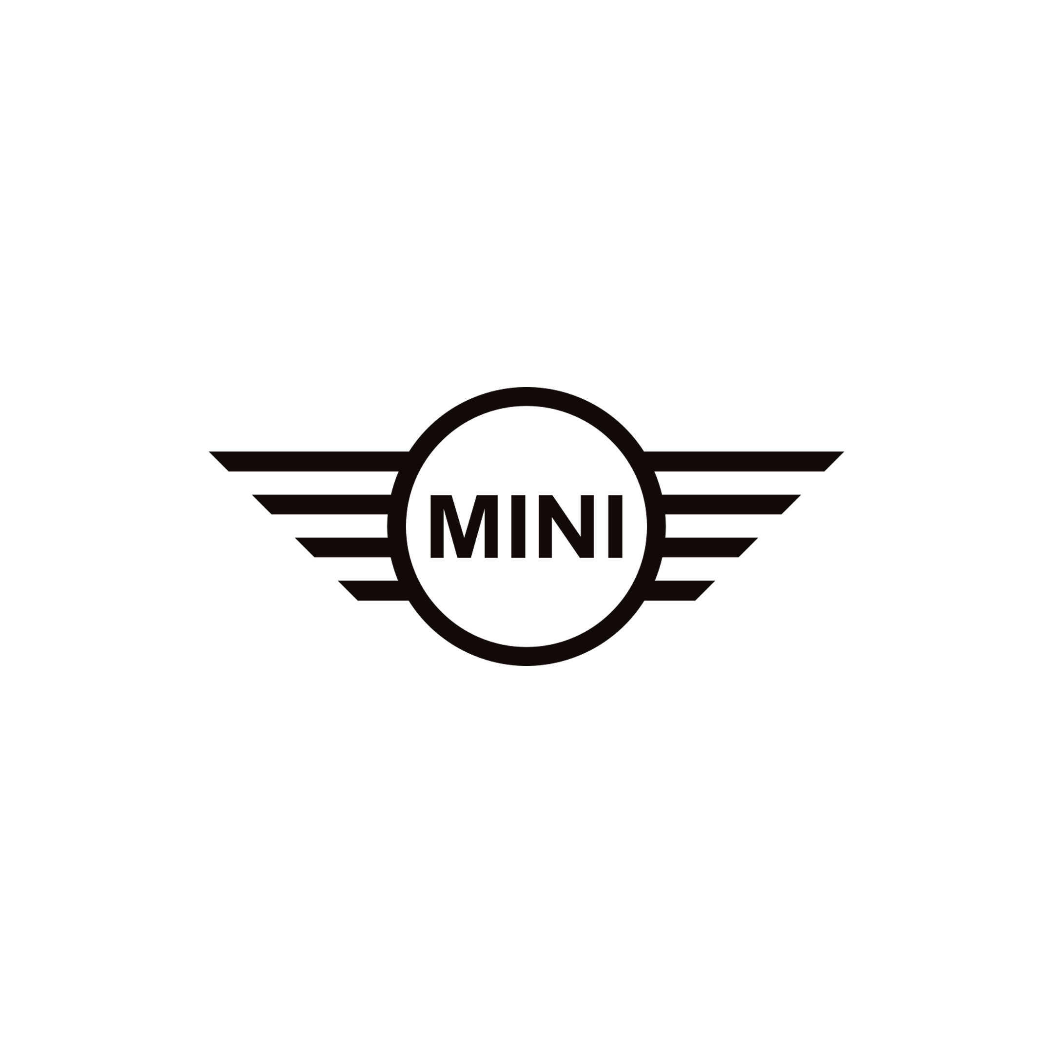 Black MINI Cooper logo with wings on a white background.