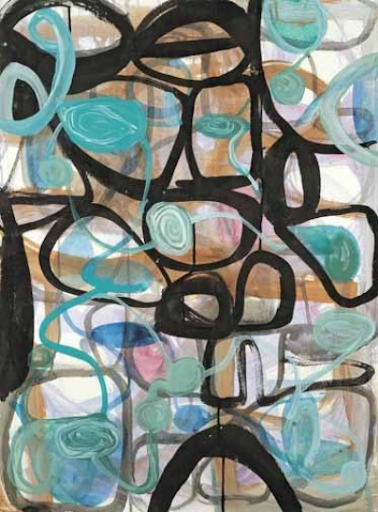  Obispo Aqua   
Mixed Media on Paper 
22” x 30”  
2015