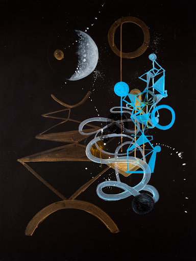  Moon Over Kabul  
 Mixed Media on Canvas 
30” x 40”  
2021 
