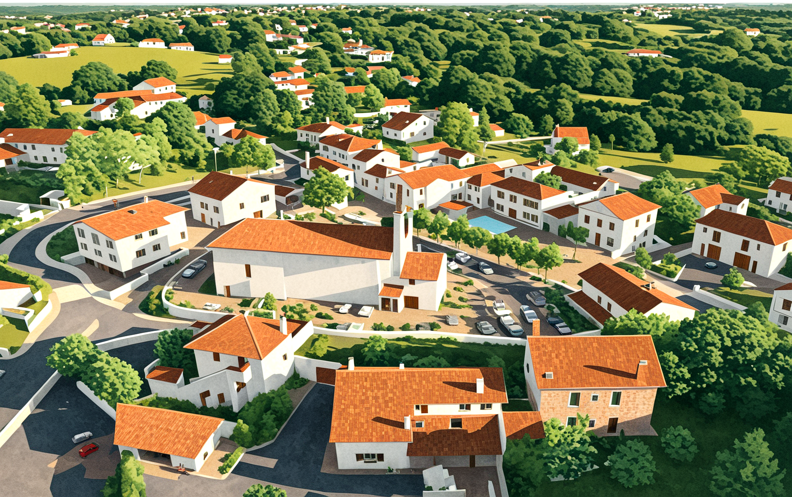 Place du village d'Arbonne, Pays Basque — Atelier Ondra architecte