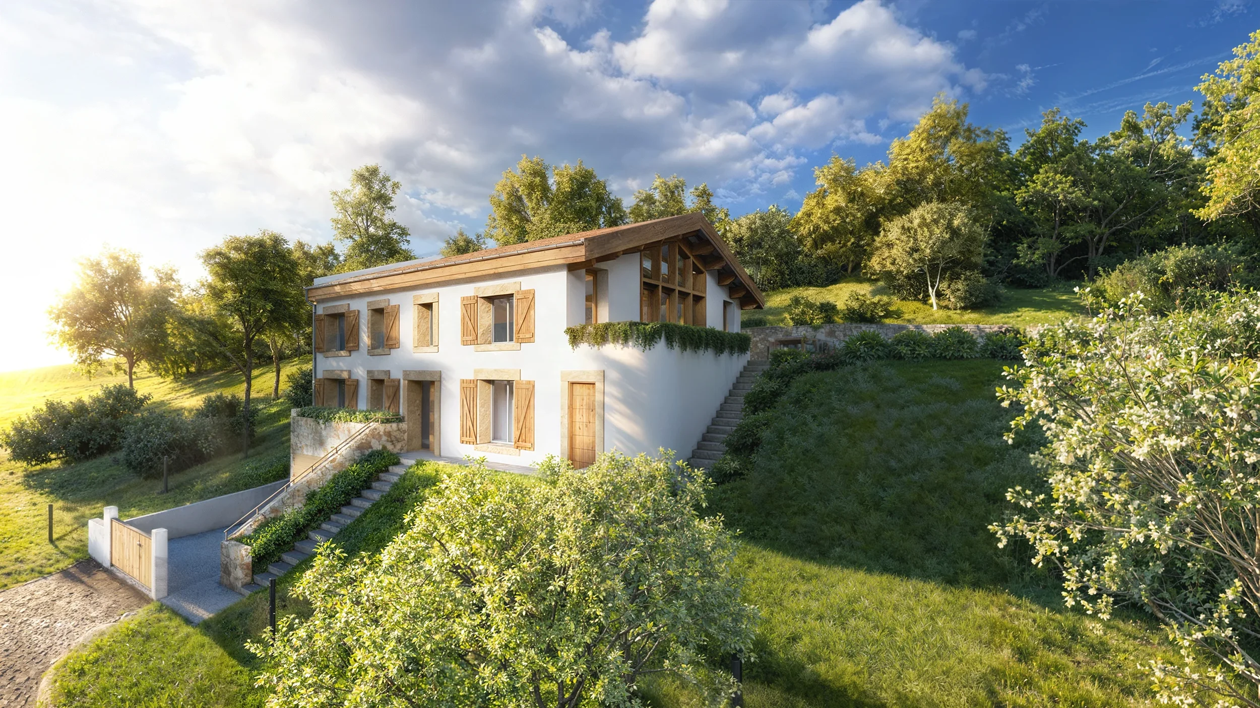 Maison Basque sur pente a Ascain