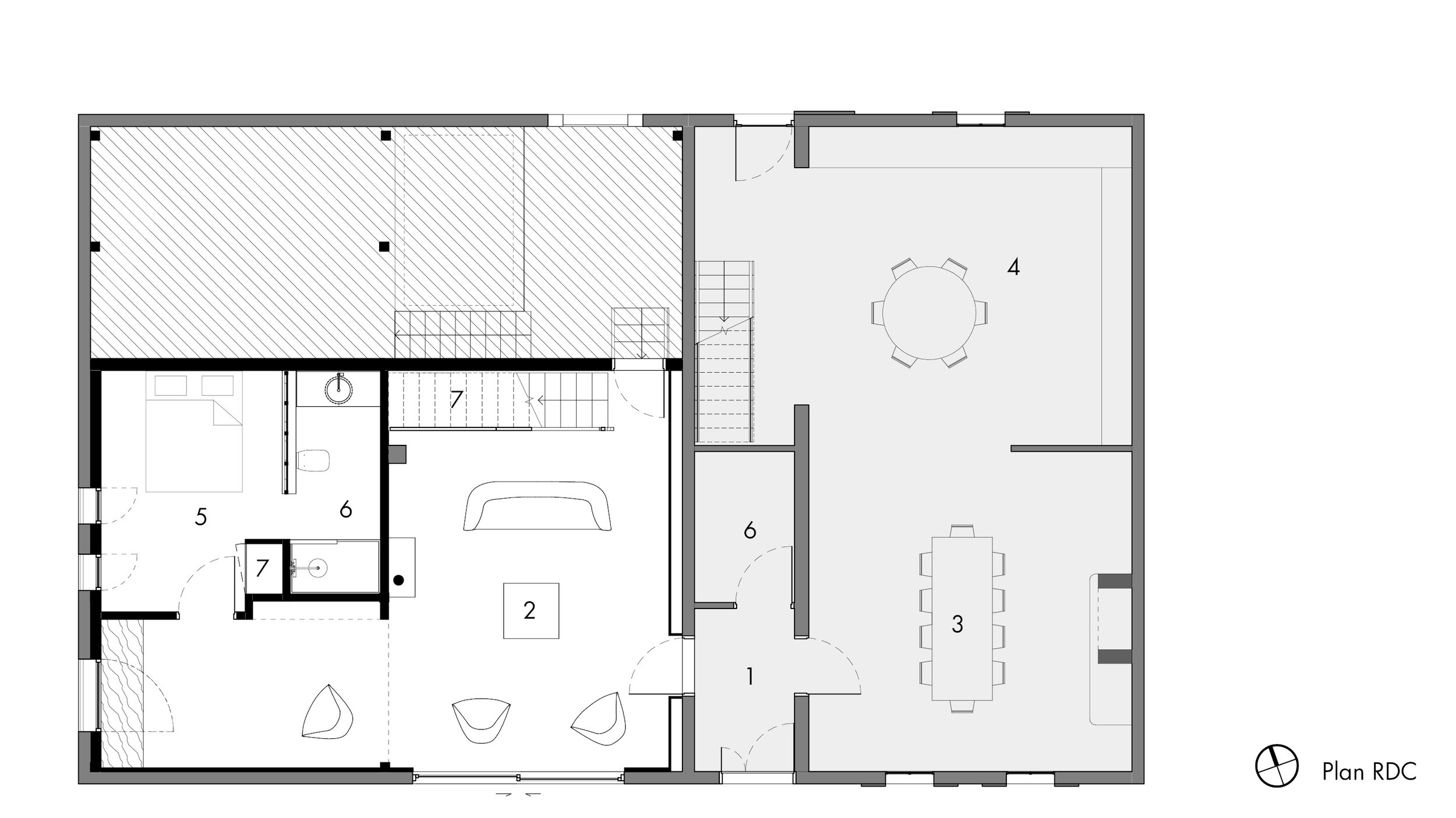 Plan de rez-de-chaussée du projet de rénovation de grange