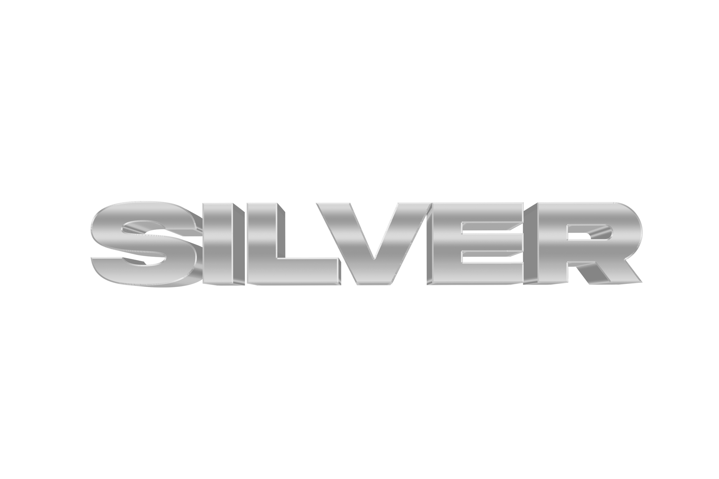 Silver 3D text spelling 'SILVER' on a black background.