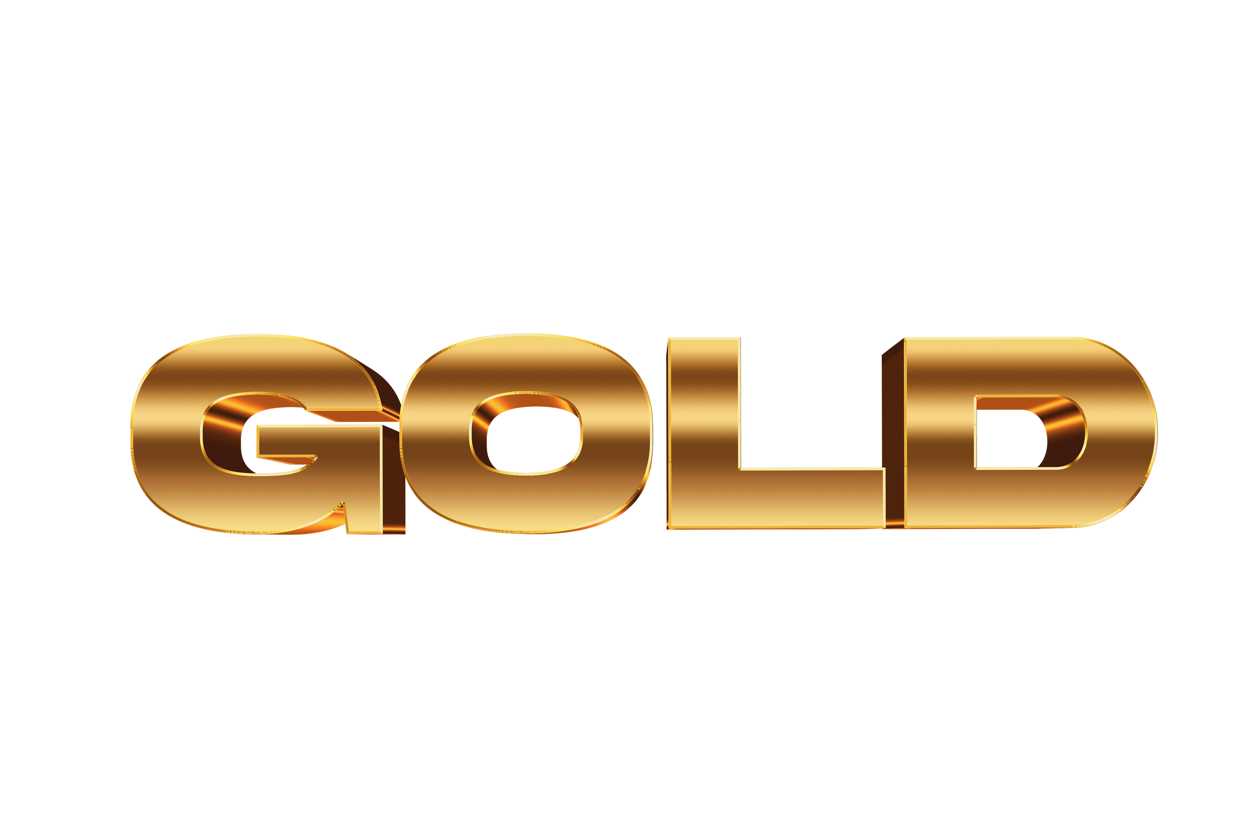 Gold 3D text spelling out the word 'GOLD'