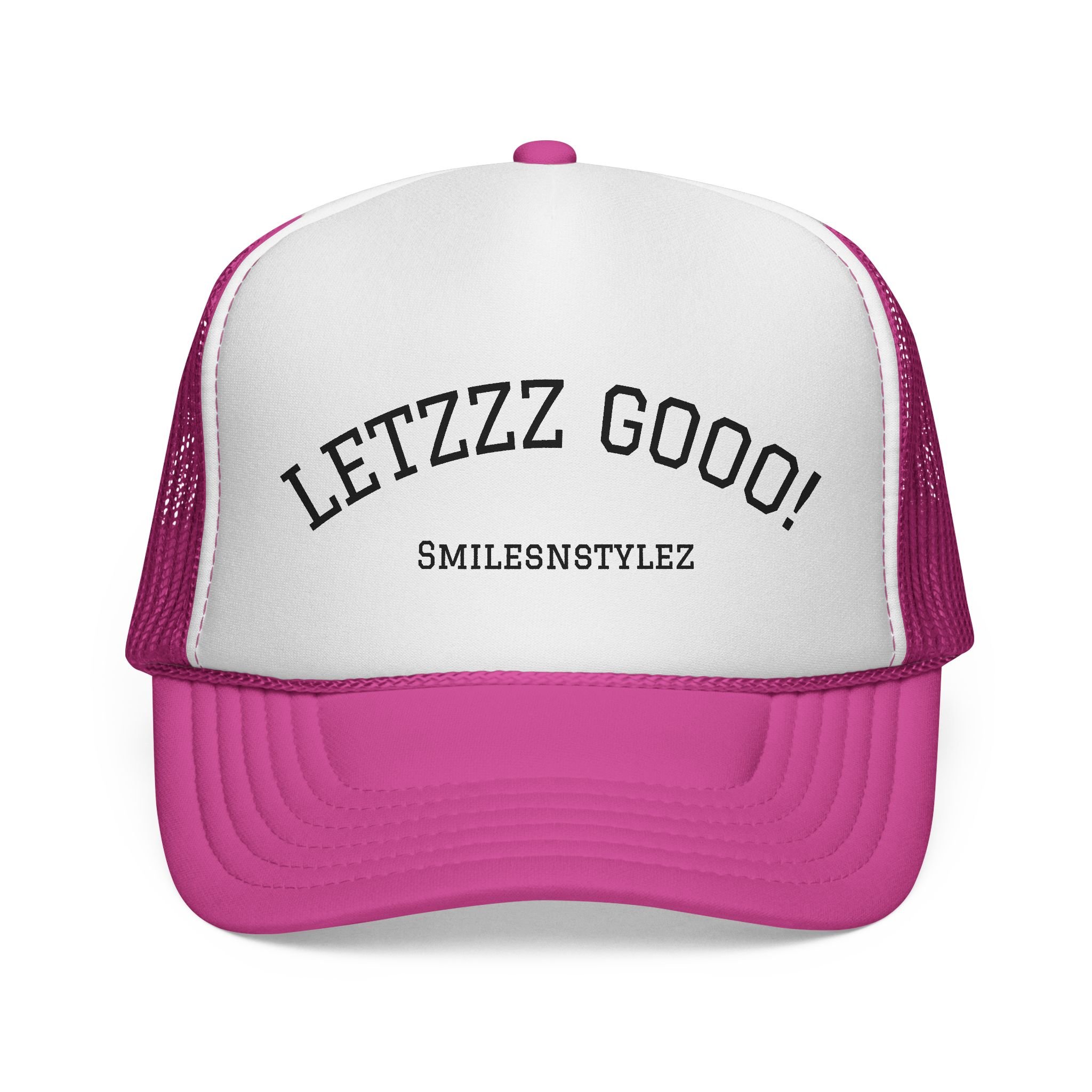 Trucker Cap - LETZZZ GOOO! Mesh Baseball Hat with 'SMILESNSTYLEZ' Retro Logo