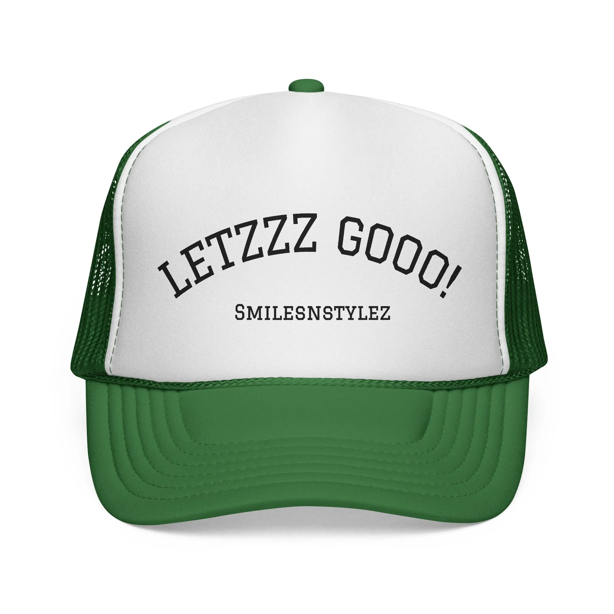 Trucker Cap - LETZZZ GOOO! Mesh Baseball Hat with 'SMILESNSTYLEZ' Retro Logo