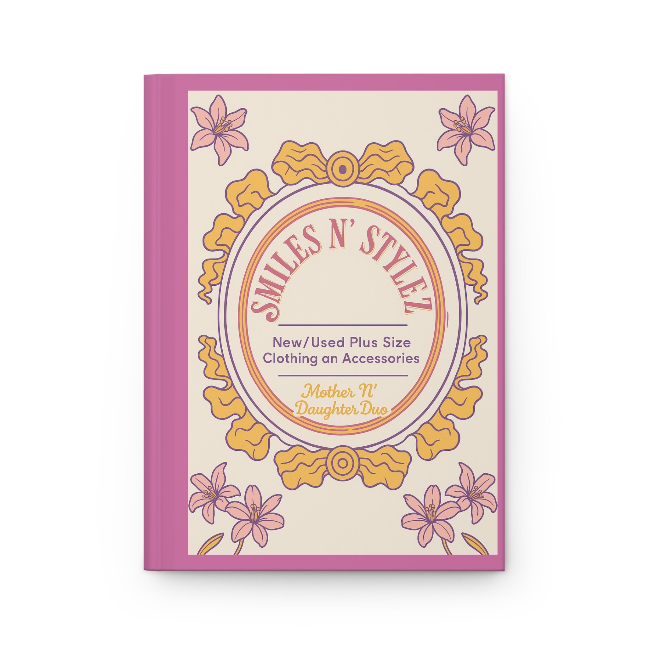 Hardcover Journal — Retro Floral 'Smiles N' Style' & Bold Pink Design